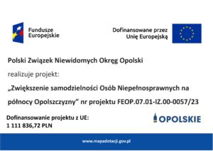 Plakat projektu „Zwiększenie samodzielności Osób Niepełnosprawnych na północy Opolszczyzny”